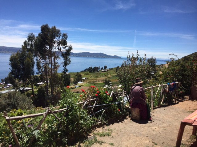 En sindig senior skuer ud over Titicacasøen